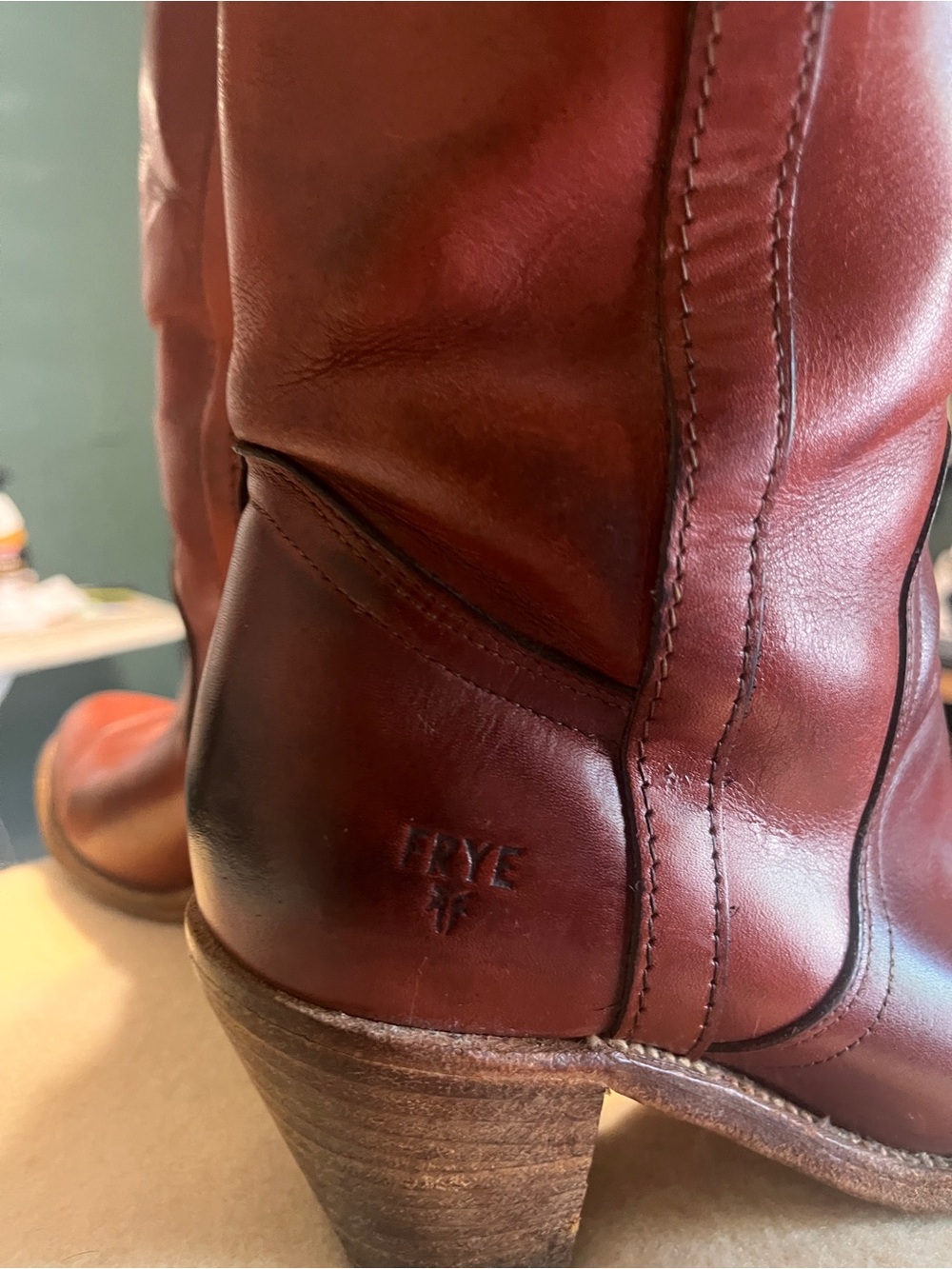 Vintage FRYE Women's Tall Leather Riding Boots - Red - Picture 7 of 10